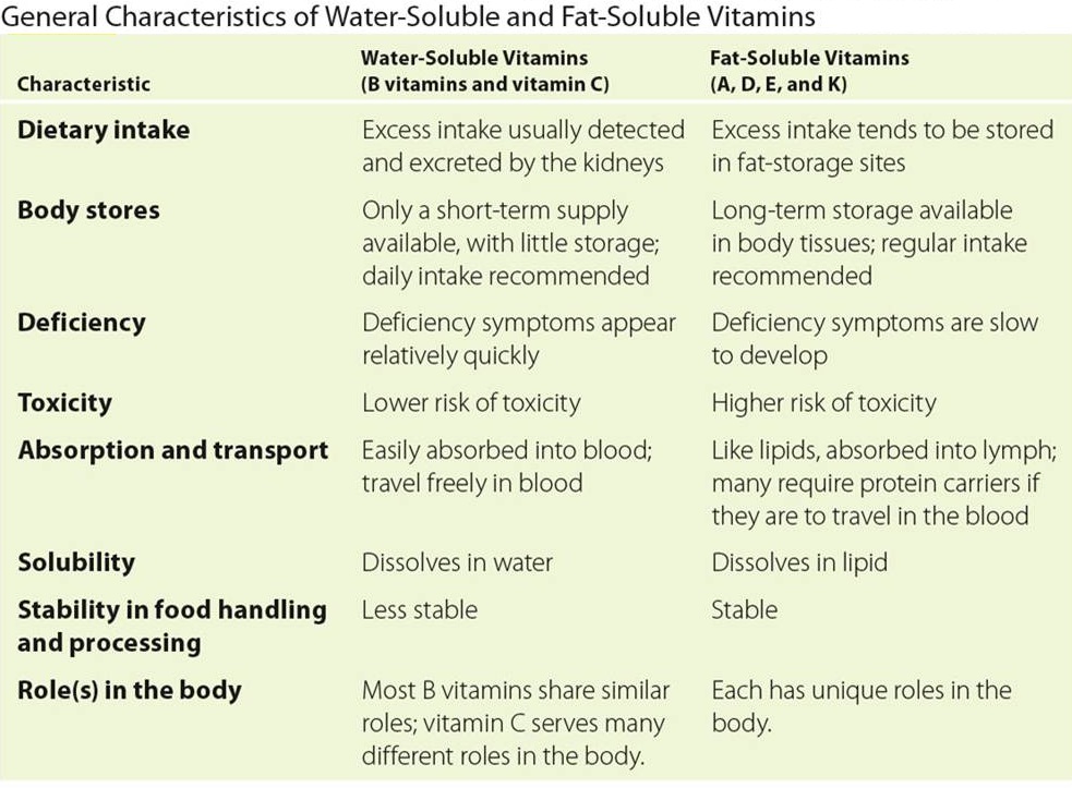 Fat Soluble Water Soluble Vitamins 60